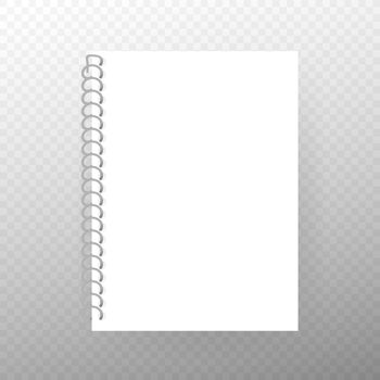 Blank realistic spiral notepad notebook isolated on white vector.