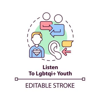 Listen to LGBTQI youth concept icon
