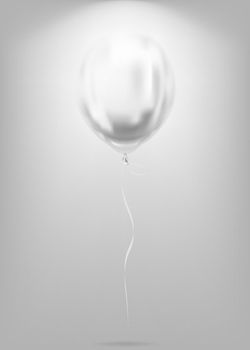 Silver Foil Transparent Balloon, white metallic sphere. Image birthday celebration, social party and any holiday events