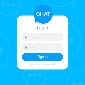 Login form icon. Login form page. Chat authorization. Vector illustration.