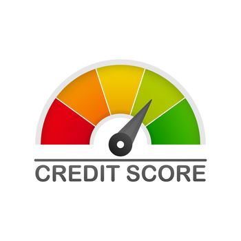 detailed illustration of a credit score meter with pointer.