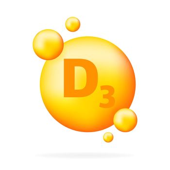 Vitamin D3. Niacin vitamin drop pill capsule icon.