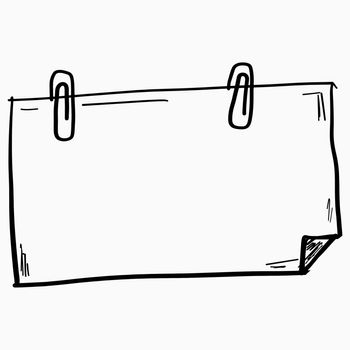 White notice papers isolated on white. Handdrawn sticker