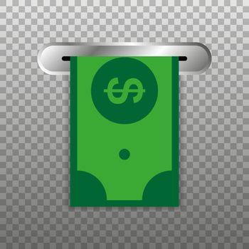 Withdraw money from ATM slot. Vector illustration.