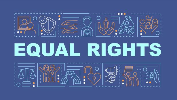 Equal rights word concepts blue banner