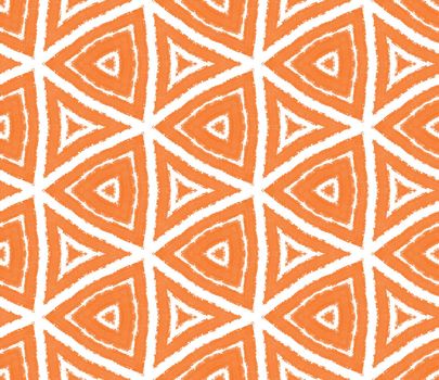 Arabesque hand drawn pattern. Orange symmetrical