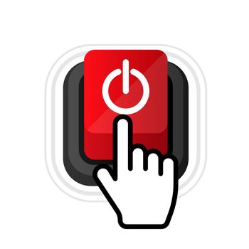 Power button in flat style on white background. Vector web button.
