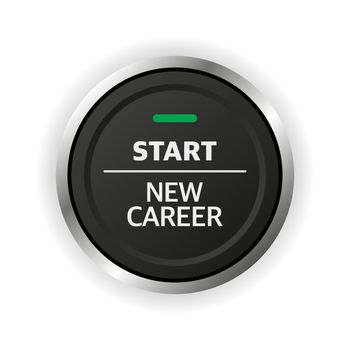New career start button. Concept of occupational or professional retraining or job opportunities.