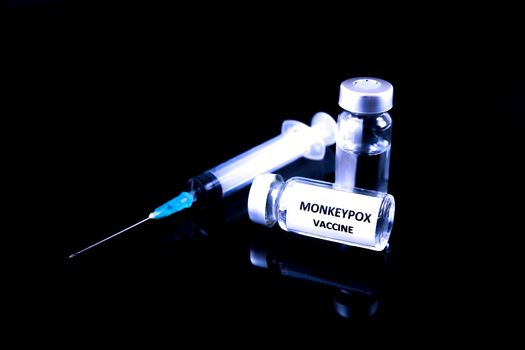 Vials filled and syringe with Monkeypox vaccine