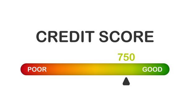 Detailed illustration of a credit score meter with pointer.