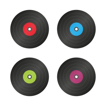 Vinyl record flat icon with long shadow.