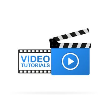 Video tutorial icon on white background.
