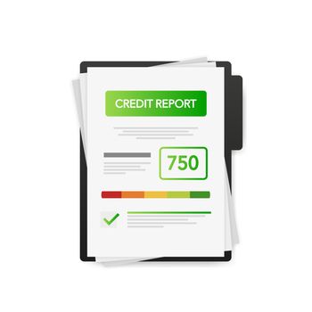 Detailed illustration of a credit score meter with pointer.