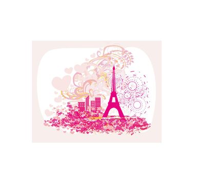 Vintage retro Eiffel tower abstract card