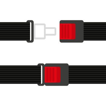 detailed illustration of an open and closed seatbelt.