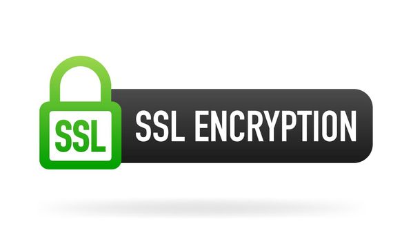 SSL encryption label. Secure banner. Vector illustration.