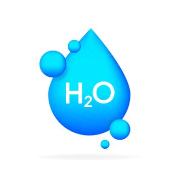 H2O realistic blue a drop water. Web design. Vector illustration.