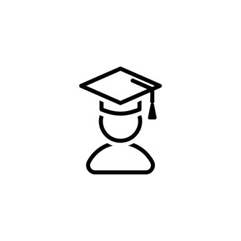 Vector education icon of a bachelor in a cap for online education, universities, schools etc.
