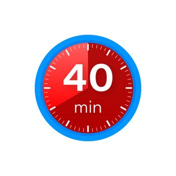 The 40 minutes, stopwatch vector icon. Stopwatch icon in flat style on a white background. Vector stock illustration.