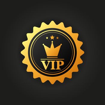 Golden symbol of exclusivity, the label VIP with glitter. Very important person - VIP icon.