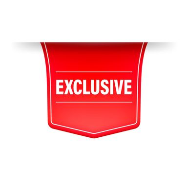 Red exclusive for web advertising design. Flat style vector. Vector white background. Special offer badge.