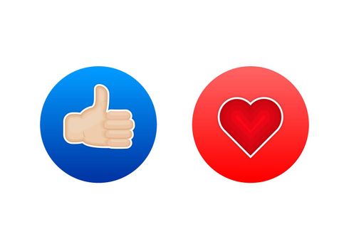 Flat like comment for web background design. Social media like heart icon. Comment sign symbol. Vector illustration