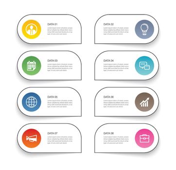 8 data infographics tab thin line index template. Vector illustration abstract square infographic background.