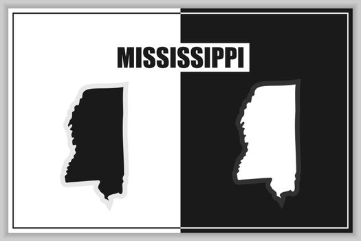 Flat style map of State of Mississippi, USA. Mississippi outline. Vector illustration