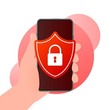 Smartphone unlocked and password notification vector. Mobile phone security.