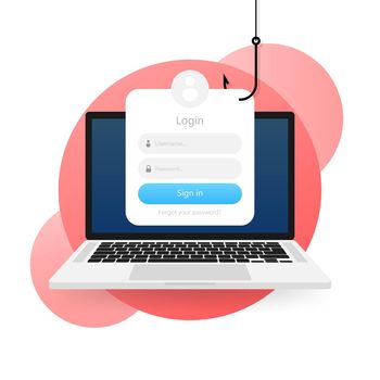 Phishing scam, hacker attack. Computer hack concept. Cyber security concept. Message icon