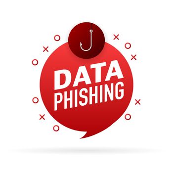 Data fishing, hacker attack. Computer hack concept. Cyber security concept. Message icon