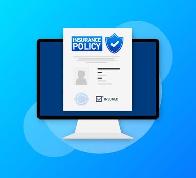 Insurance policy icon. Digital background. Isometric vector illustration