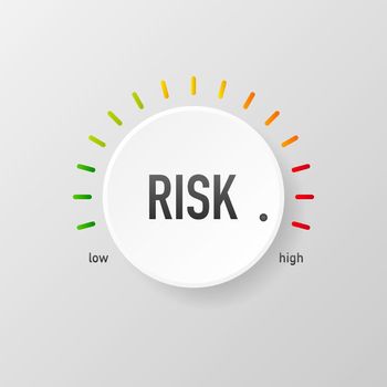 Risk button pointing low and high. Vector illustration.