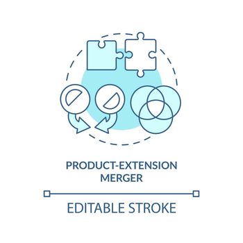 Product extension business merger turquoise concept icon