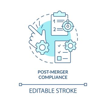 Post merger compliance turquoise concept icon