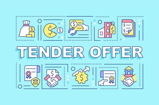 Tender offer word concepts turquoise banner