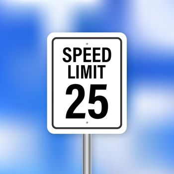 American sign limit speed. Isolated vector illustration. City illustration. Vector sign.