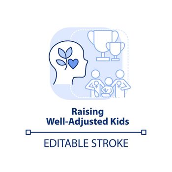 Raising well adjusted kids light blue concept icon