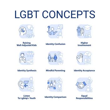 LGBT light blue concept icons set
