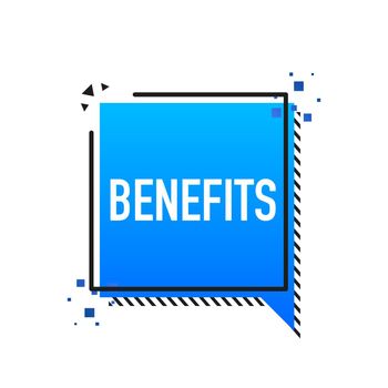 Blue banner with benefits sign. Vector illustration