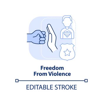 Freedom from violence light blue concept icon