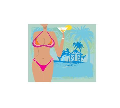 Sexy beach girl frame