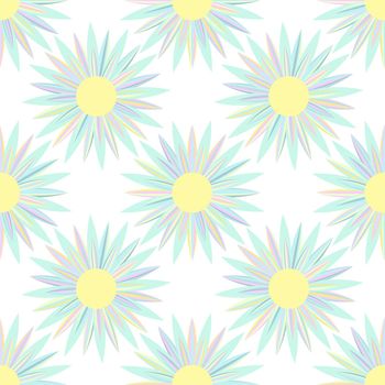 Seamless blue chamomile pattern, pastel colors, universal background backdrop cover packaging textiles wrapper.