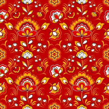 Floral seamless pattern in Russian folk style