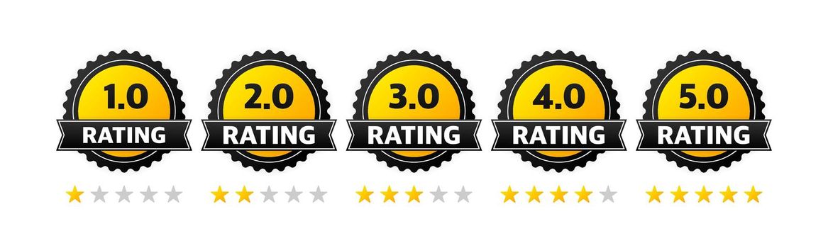 Set of stars rating. Customer review with gold star icon. Vector illustration