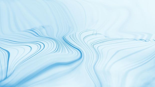 Blue abstract wave on white background. Blue digital illustration.