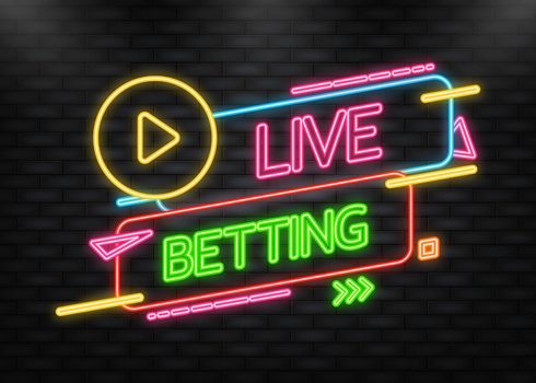 Neon Icon. Live betting neon banner in flat style. Soccer ball. Vector flat illustration.