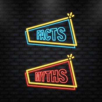 Neon Icon. Facts and myths bubble isolated on white background. Symbol, logo illustration.