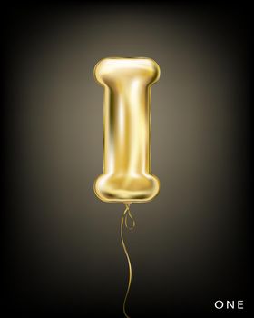 Roman 1 number, gold foil balloon I form