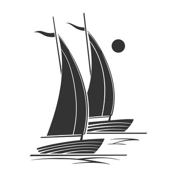 Two sailboats silhouette nautical symbol and icon